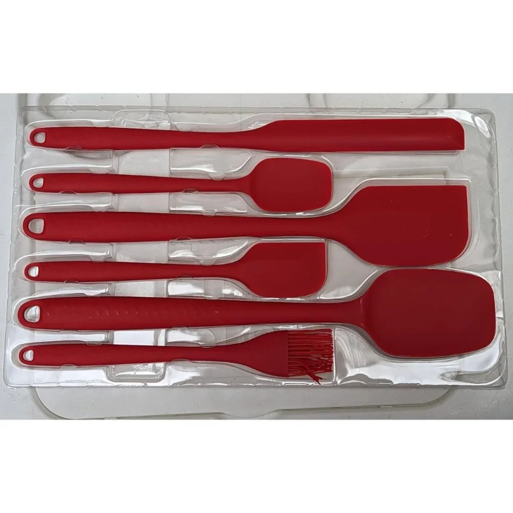 6 Heat Resistant Red Food Scraper Nonstick Cookware Kitchen for Baking